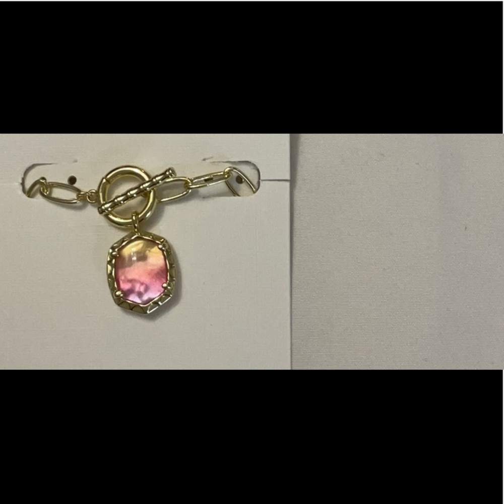 Kendra Scott Gold Necklace with Pink Pendant